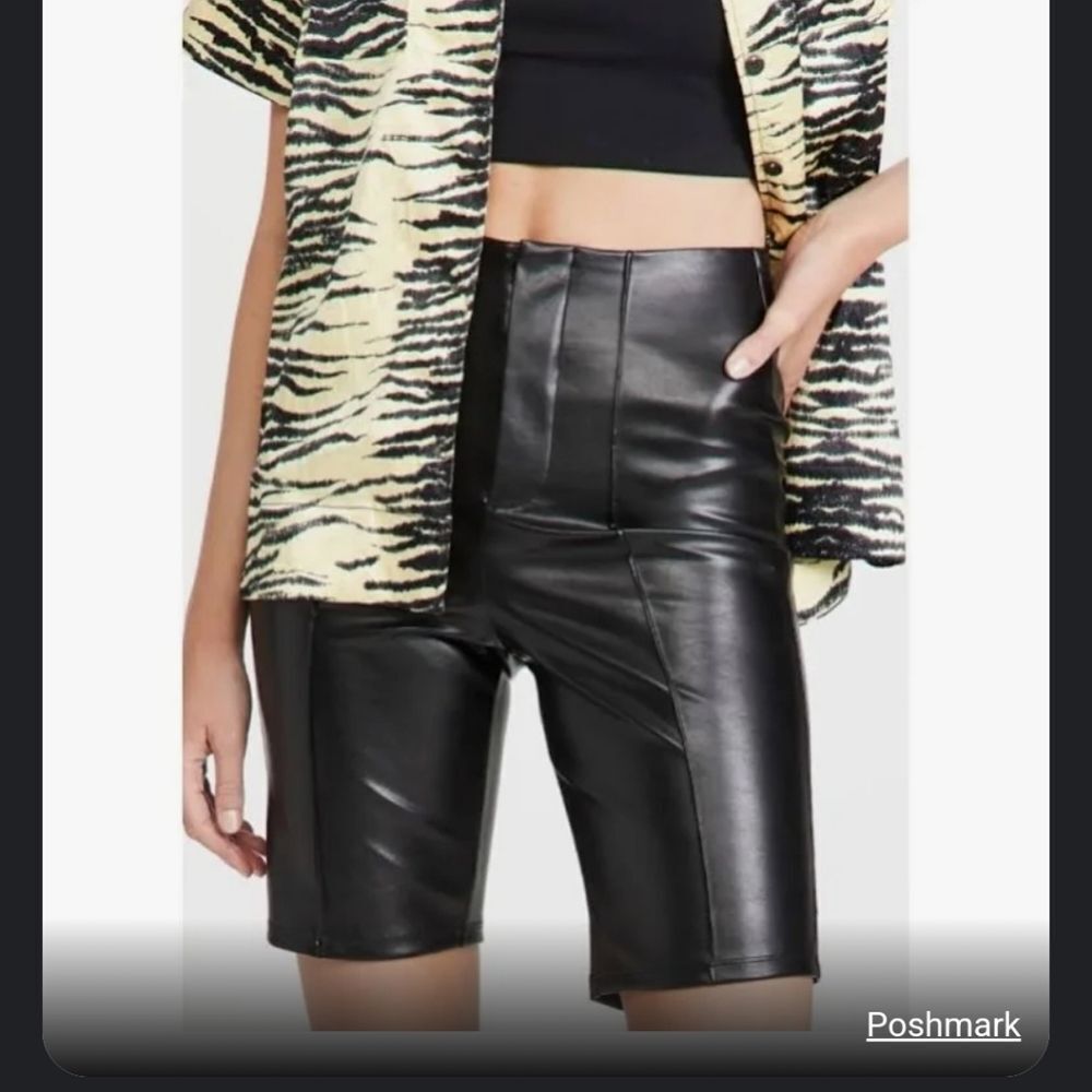 NWT Good American Leather Bike shorts